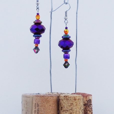 Purple Euphoria Earrings Hanging