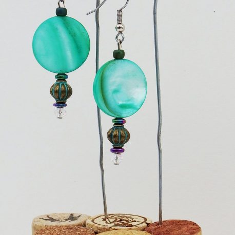 Aqua Moon Earrings Hanging